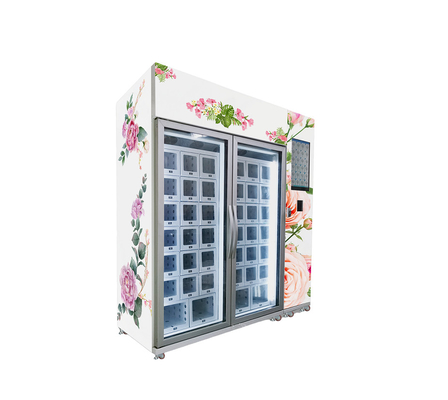 เครื่องจำหน่ายดอกไม้แบบสัมผัสขนาด 22 นิ้วพร้อมตู้เย็นระบบทำความเย็น Locker Micron Smart Vending