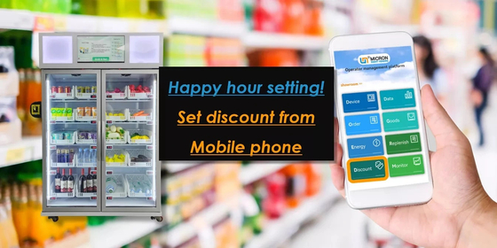 WIFI 4G Smart Fridge ผัก ผลไม้ เครื่องจำหน่ายขนมขบเคี้ยวในซุปเปอร์มาร์เก็ต
