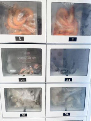 เครื่องขายตู้แช่แข็งขนาดปรับแต่ง มีสารเย็น R290 ที่มีประสิทธิภาพ -22°C~20°C สําหรับขายเนื้อแช่แข็งและอาหารทะเล