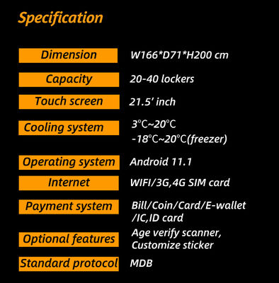 ตู้หยอดเหรียญคูลลิ่งเค้กคูลลิ่งพร้อมตู้เย็น R290 และ Micron Smart System