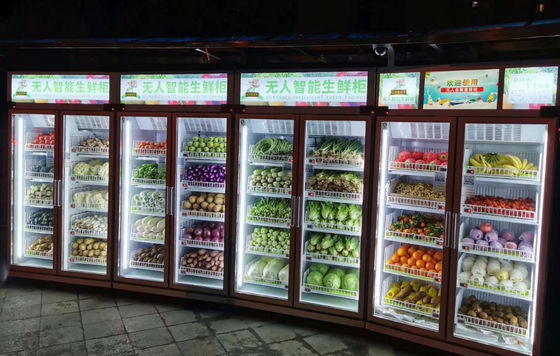 เครื่องจำหน่ายสินค้าอัตโนมัติตู้เย็นอัจฉริยะพร้อมระบบสมาร์ทขายผักผลไม้อาหารแช่แข็งในซูเปอร์มาร์เก็ต