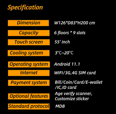 เครื่องจำหน่าย  แบบสัมผัสขนาด 55 นิ้วและเครื่องอ่านบัตร