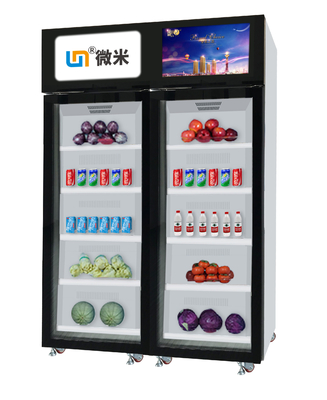 ตู้จำหน่ายสินค้าอัตโนมัติ Weight Sense Double Door 4 Shelves, เครื่องหยอดเหรียญสำหรับชุมชน, อาหารสดหยอดเหรียญไมครอน