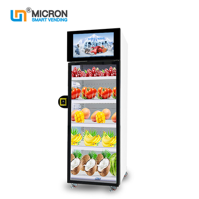 เครื่องจำหน่ายตู้เย็นอัจฉริยะ LED แบบเปิดประตูสำหรับผลไม้พร้อมฟังก์ชันการตรวจสอบสภาพแวดล้อมแบบเรียลไทม์แบบ Telemetry ไมครอน