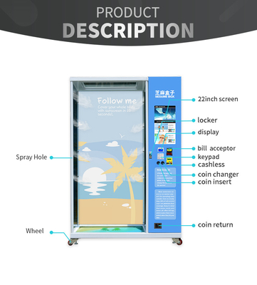 ไมครอน 22 นิ้ว Touch Screen Spray Vending Machine สำหรับ Sun block oil