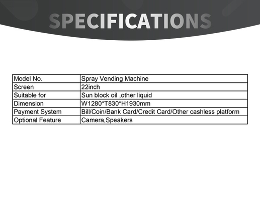 ไมครอน 22 นิ้ว Touch Screen Spray Vending Machine สำหรับ Sun block oil