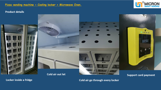 เครื่องทำความร้อนไฟฟ้า 24V 662 ความจุเครื่องจำหน่ายพิซซ่า Micron Smart Vending Machine
