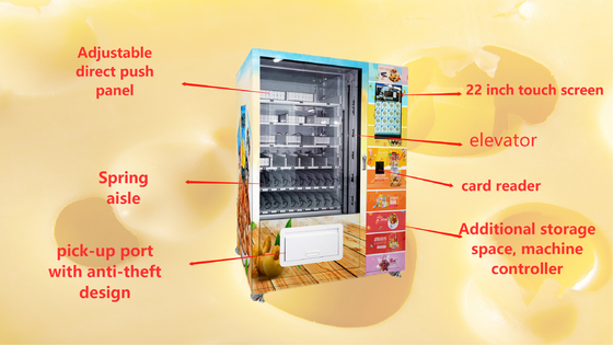 เครื่องจำหน่ายชีสหน้าจอขนาด 22 นิ้วสำหรับโฆษณารองรับการชำระเงินแบบไม่ต้องสัมผัส