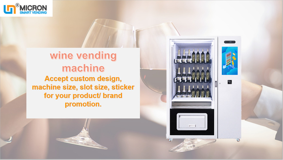 เครื่องจำหน่ายไวน์แดงพร้อมลิฟท์ลิฟท์ตู้แช่เย็นตู้หยอดเหรียญ Micron Smart Vending