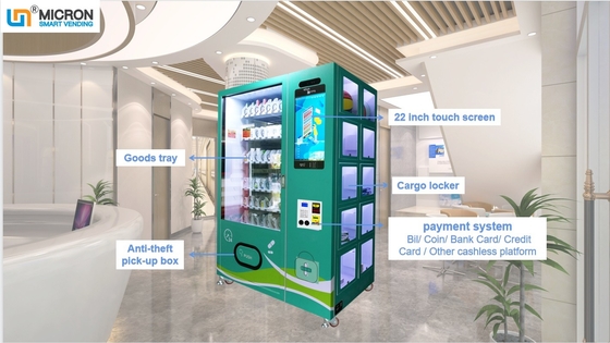 หน้าจอสัมผัสขนาด 22 นิ้วแบบกำหนดเอง Mask Smart Vending Machine พร้อม Locker Spiral tool