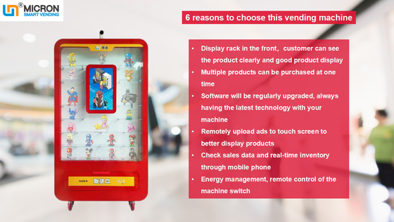ตู้หยอดเหรียญแบบกำหนดเอง Micron Smart Toy Vending Machine พร้อม Display Ark และ Touch Screen
