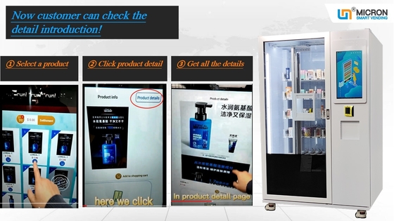 เครื่องจำหน่ายสินค้าอัตโนมัติแบบสมาร์ทยังสามารถแสดงข้อมูลจำเพาะของผลิตภัณฑ์ Micron smart vending machine