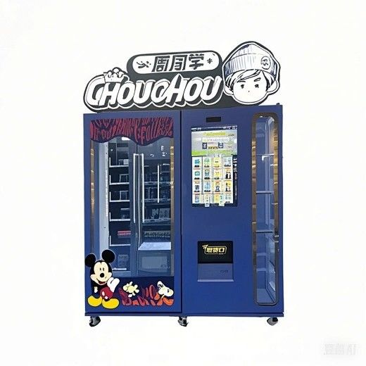 เครื่องขายสินค้าจอใหญ่ของดิสนีย์สําหรับ IP Toys ตุ๊กตาที่มีลิฟท์อัตโนมัติและกล่องแสงโลโก้ที่กําหนดเอง