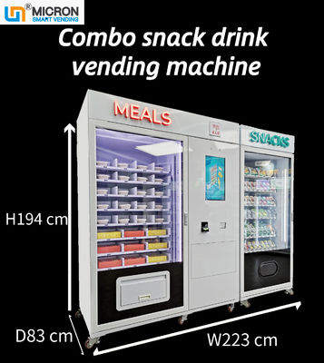 Combo Meal Snack Vending Machine Custom Micron Smart Vending พร้อมไมโครเวฟและระบบทำความเย็น