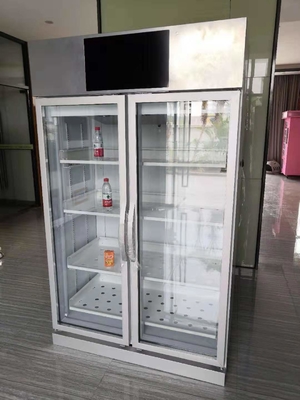 ตู้จำหน่ายสินค้าอัตโนมัติ Weight Sense Double Door 4 Shelves, เครื่องหยอดเหรียญสำหรับชุมชน, อาหารสดหยอดเหรียญไมครอน