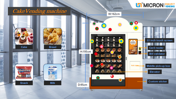 Cupcake Salad ตู้หยอดเหรียญอัตโนมัติกลาง Pick Up พร้อมสายพานลำเลียงลิฟต์และหน้าจอสัมผัส